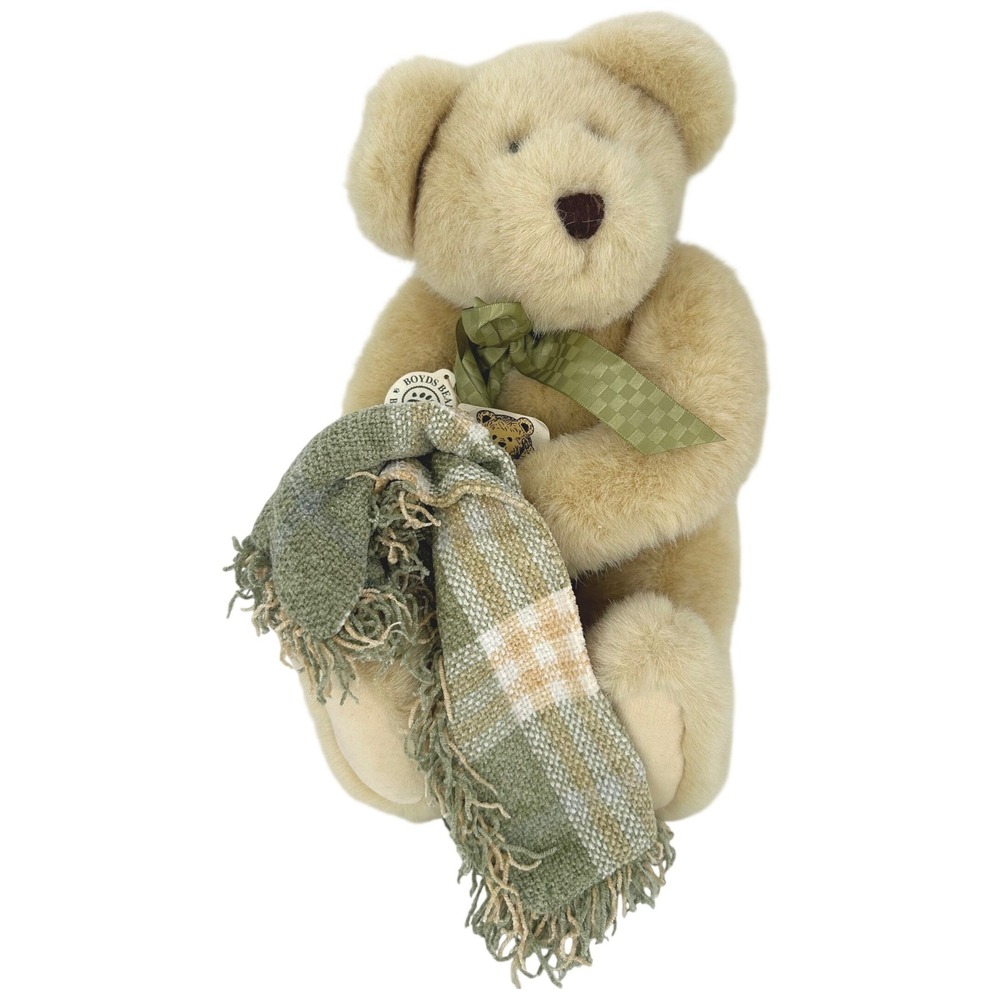 Vintage Boyds Bear‎ Buttercup Pufflefluff Plush Toy  Plaid Blanket Collectible